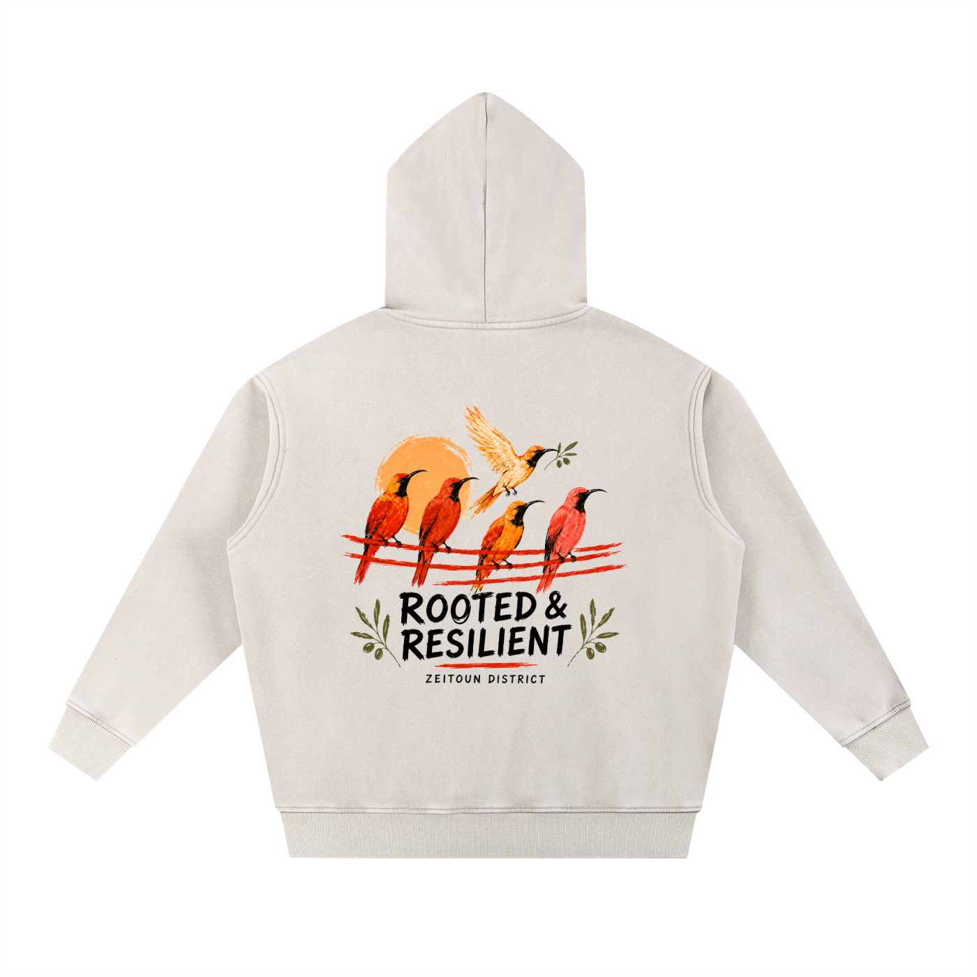 Palestinian Sun Bird Snow Wash Fleece Oversize Hoodie