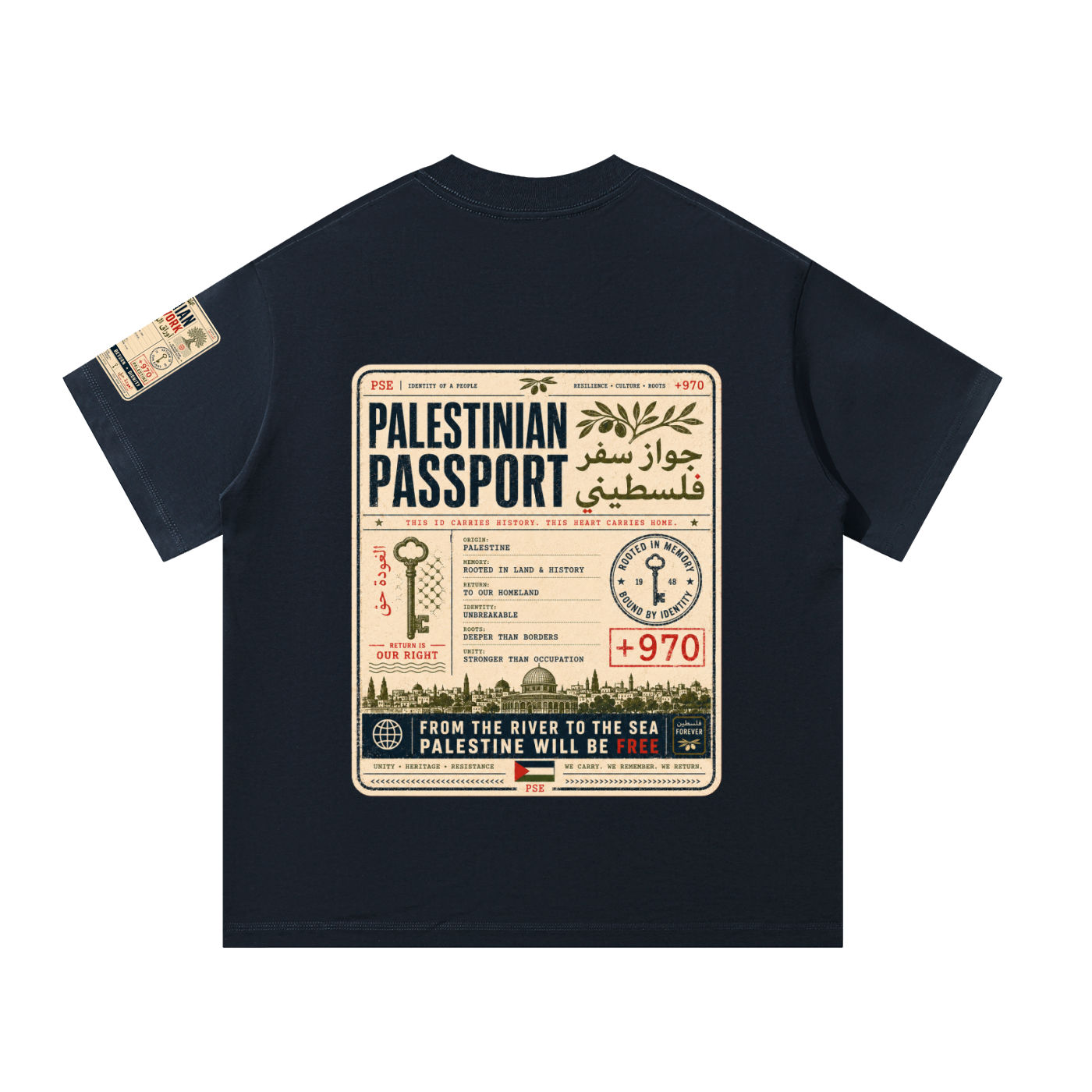 '+970 Palestinian Paperwork Graphic Oversized T-Shirt