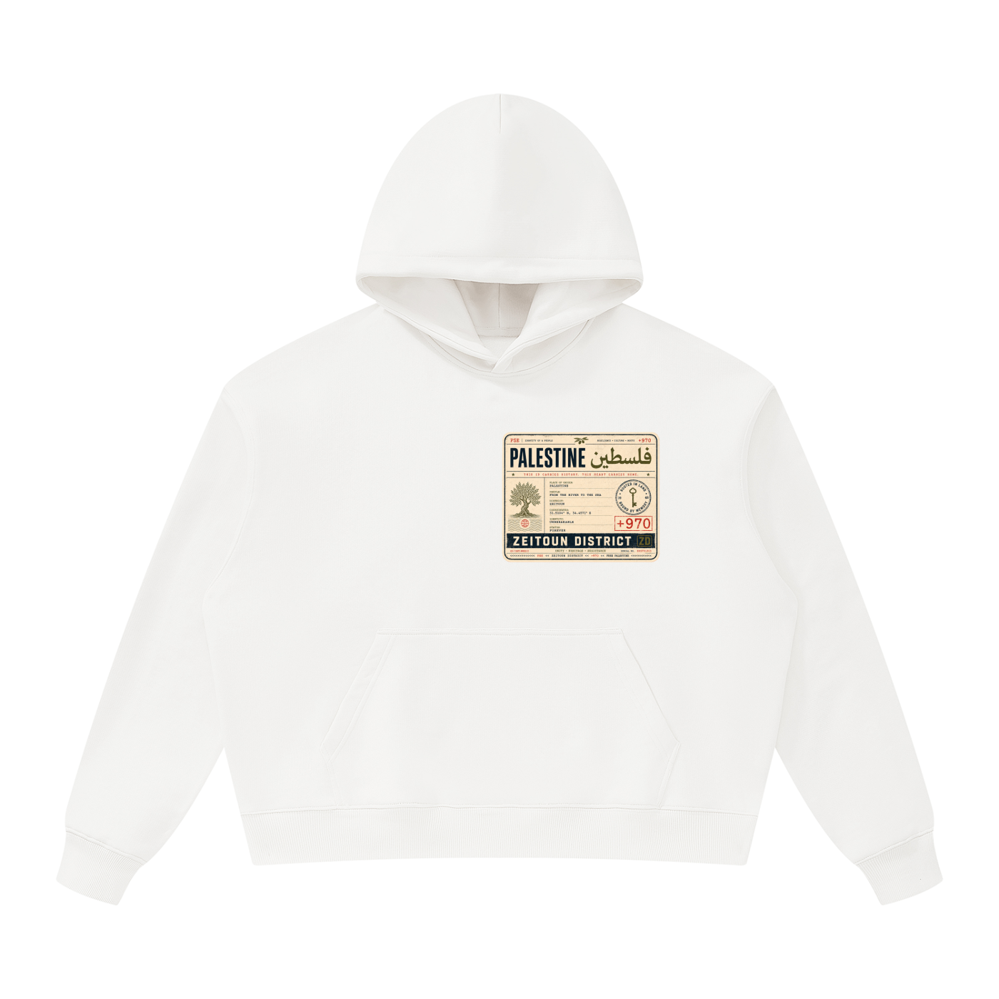 '+970 Palestine Passport Card Graphic Oversized Heavyweight Hoodie