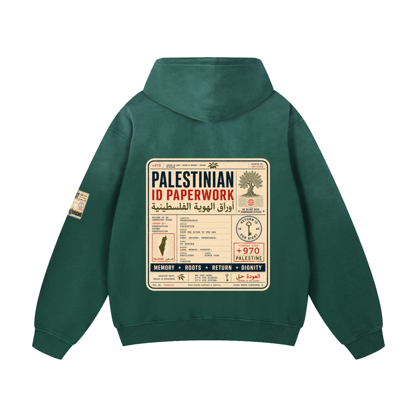 '+970 Palestine Passport Card Graphic Heavyweight Sunfade Oversized Hoodie