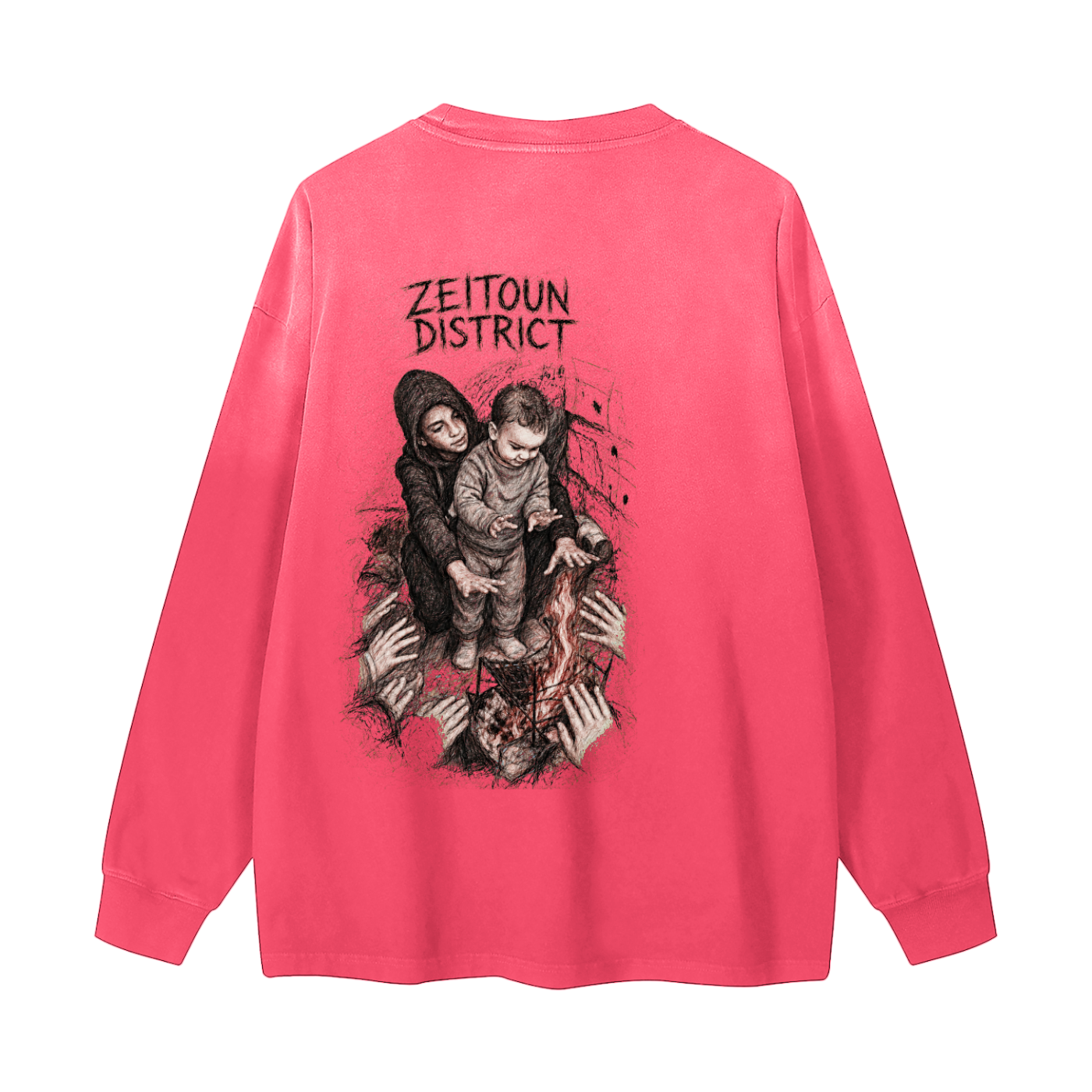 Hands Around the Fire Gradient Washed Long Sleeve T-Shirt