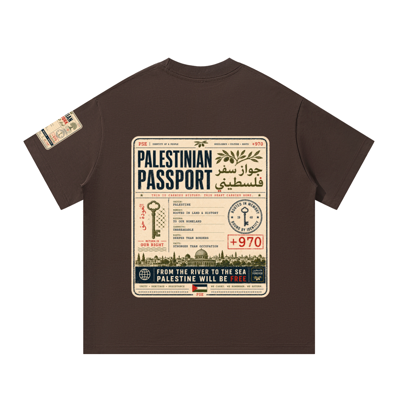 '+970 Palestinian Paperwork Graphic Oversized T-Shirt