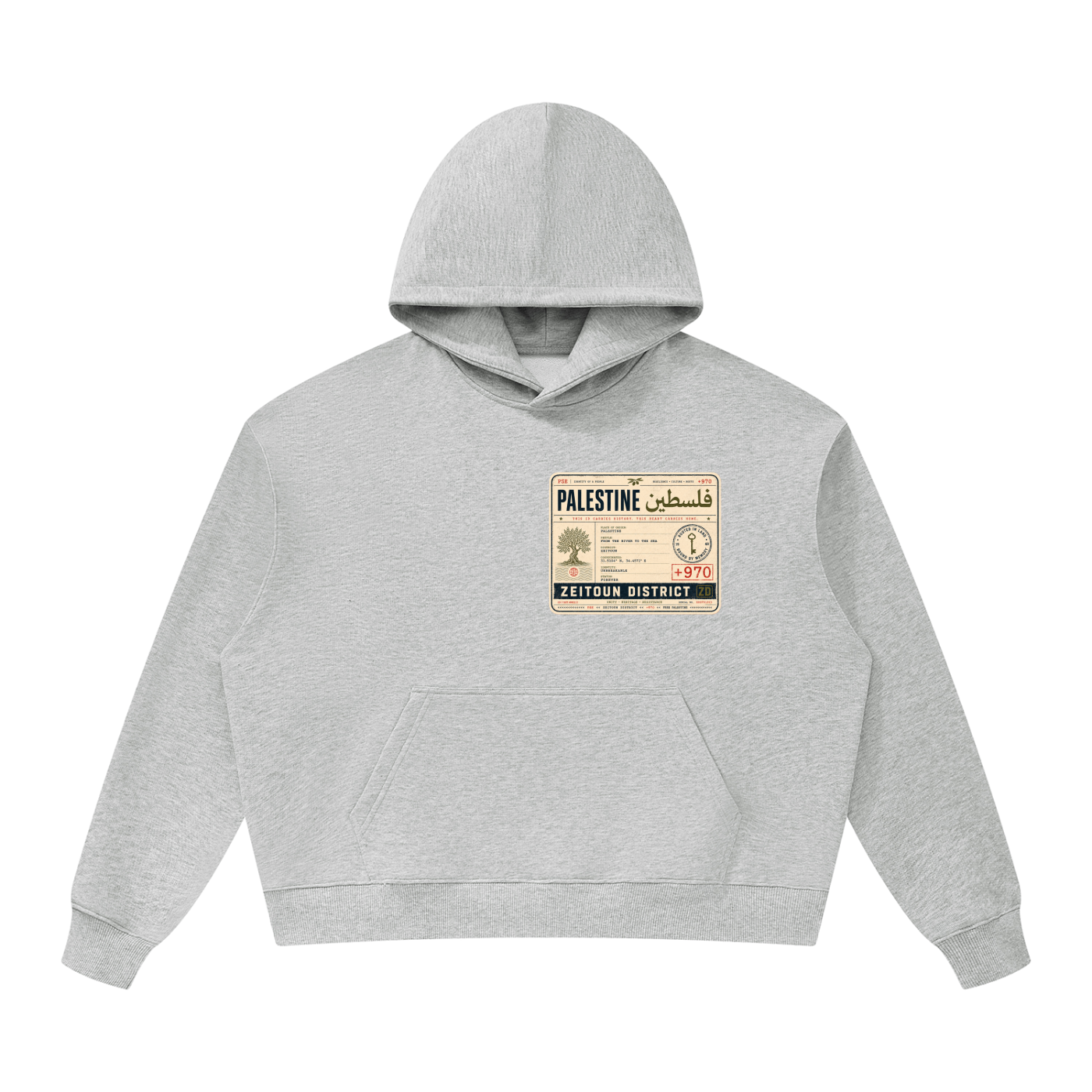 '+970 Palestine Passport Card Graphic Oversized Heavyweight Hoodie