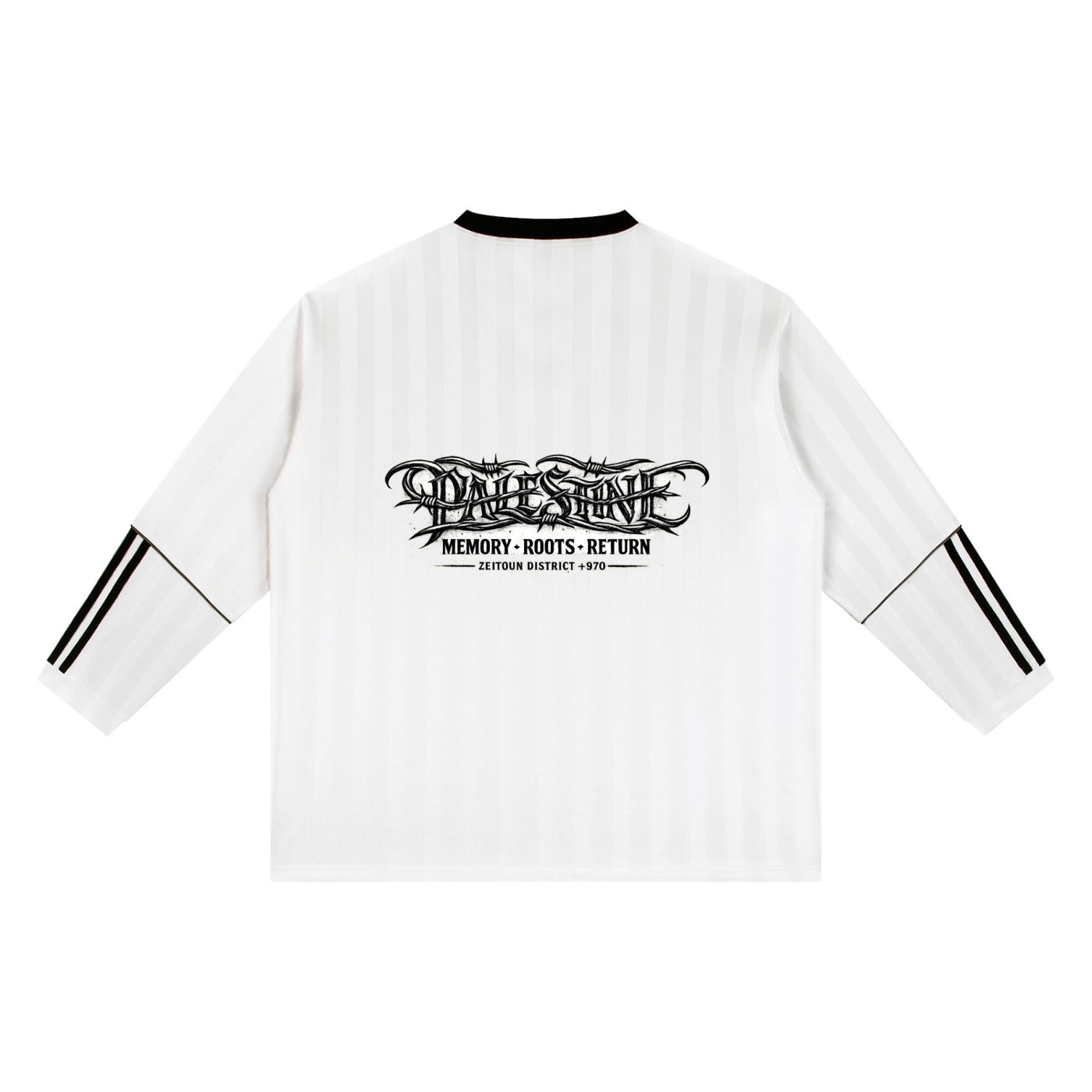 '+970 Barbed Wire Palestine Unisex Striped Soccer Jersey