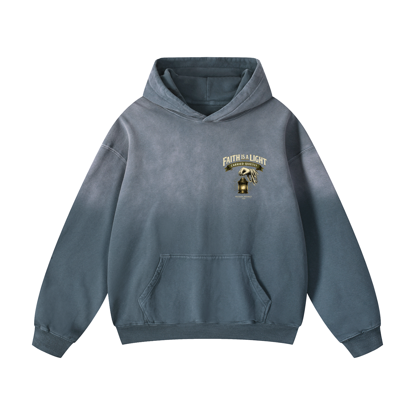 Faith is a Light Carried Quietly Heavyweight Sunfade Hoodie