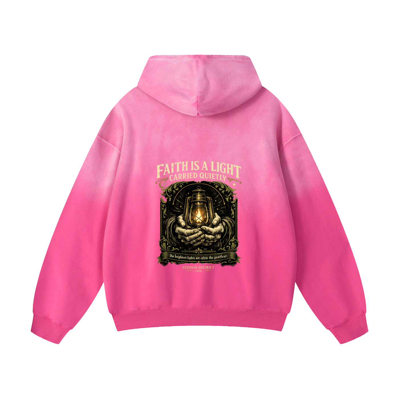 Faith is a Light Carried Quietly Heavyweight Sunfade Hoodie