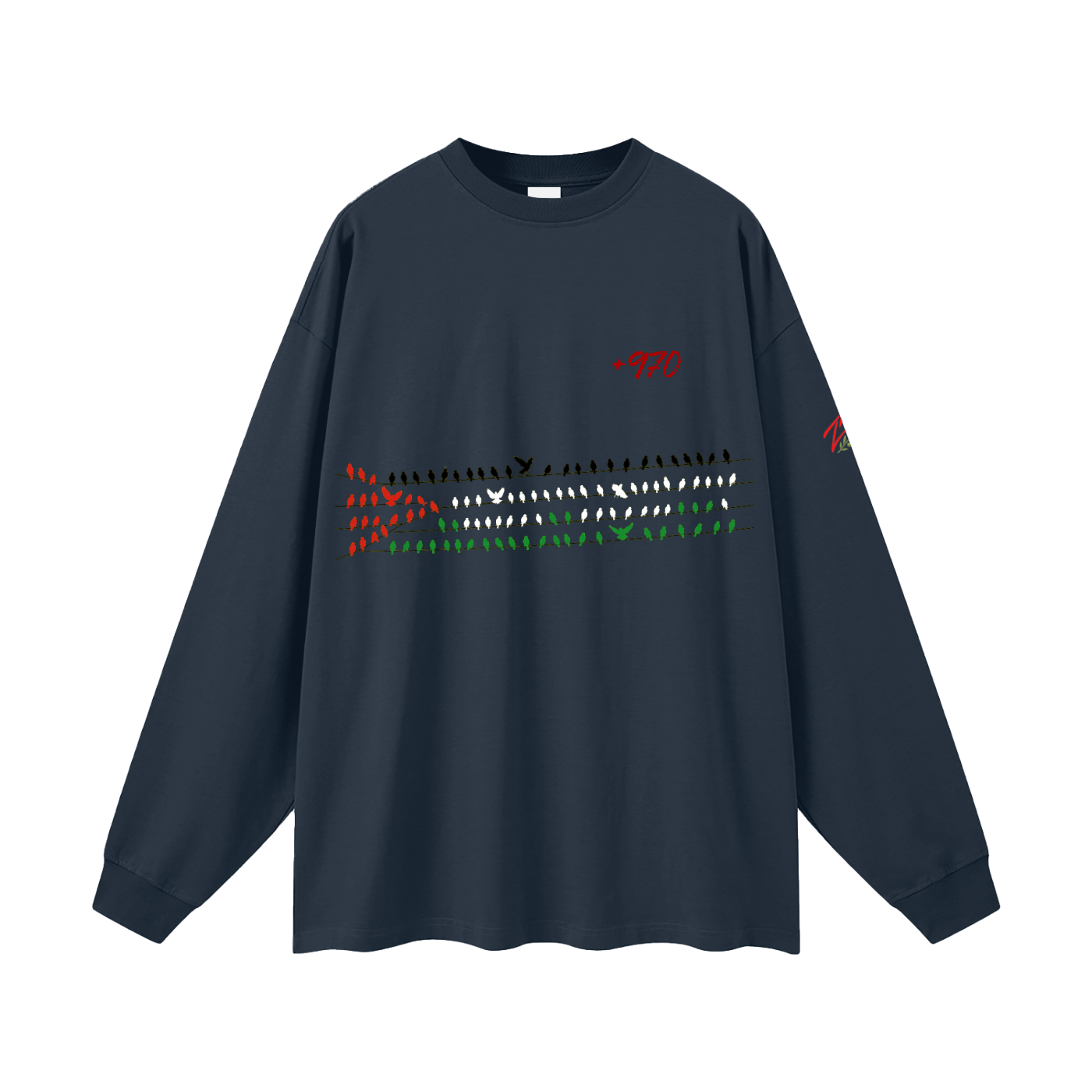 +970 Olive Wire: Gaza Streets Edition Oversized Unisex Long Sleeve T-Shirt — Zeitoun District
