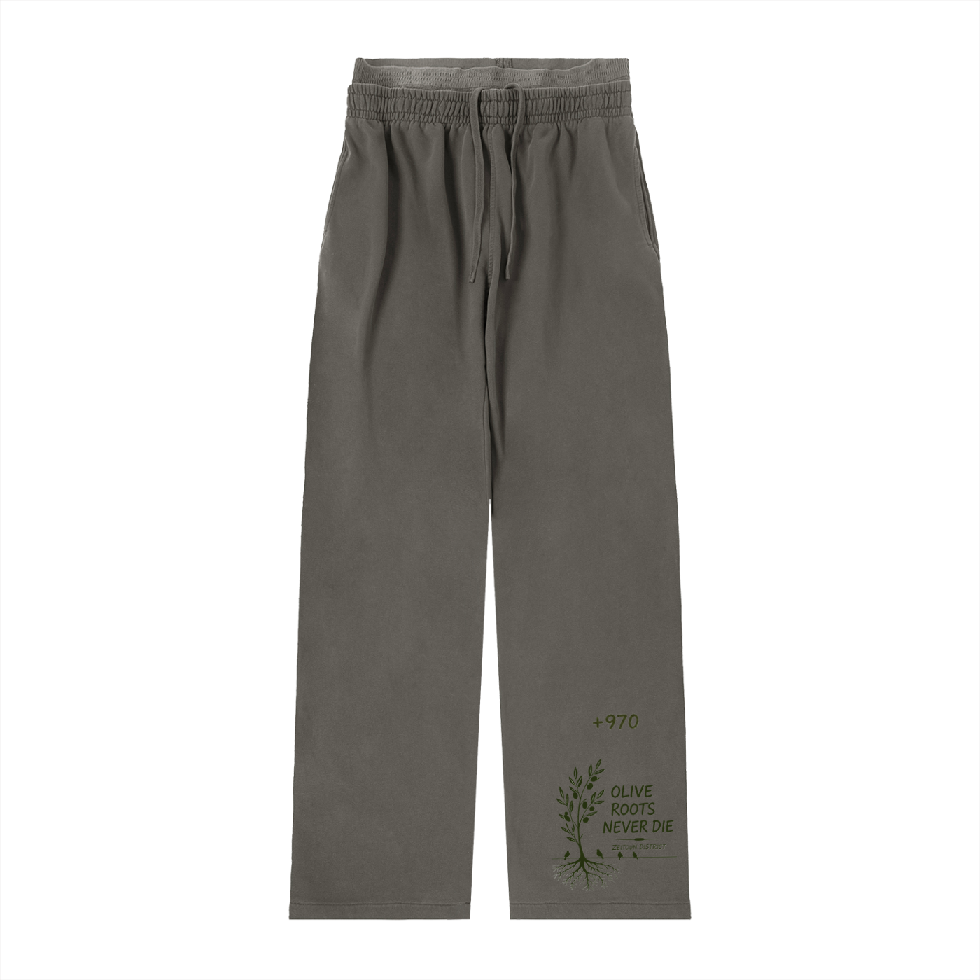 +970 Olive Pulse Birds Vintage Washed Waist Pants
