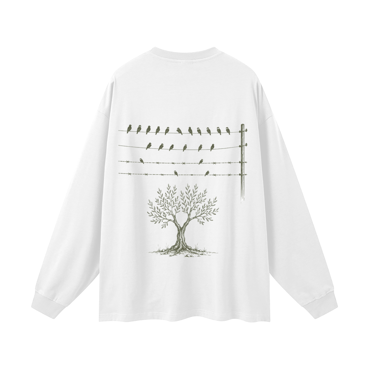 Palestinianstreetwear,olivetreeshirt,olivebranchshirt,oliveroots,ZeitounDistrict,minimaliststreetwear,heritageclothing,modeststreetwear,mensshirt,whitelongsleeve,diasporafashion,palestineinspired