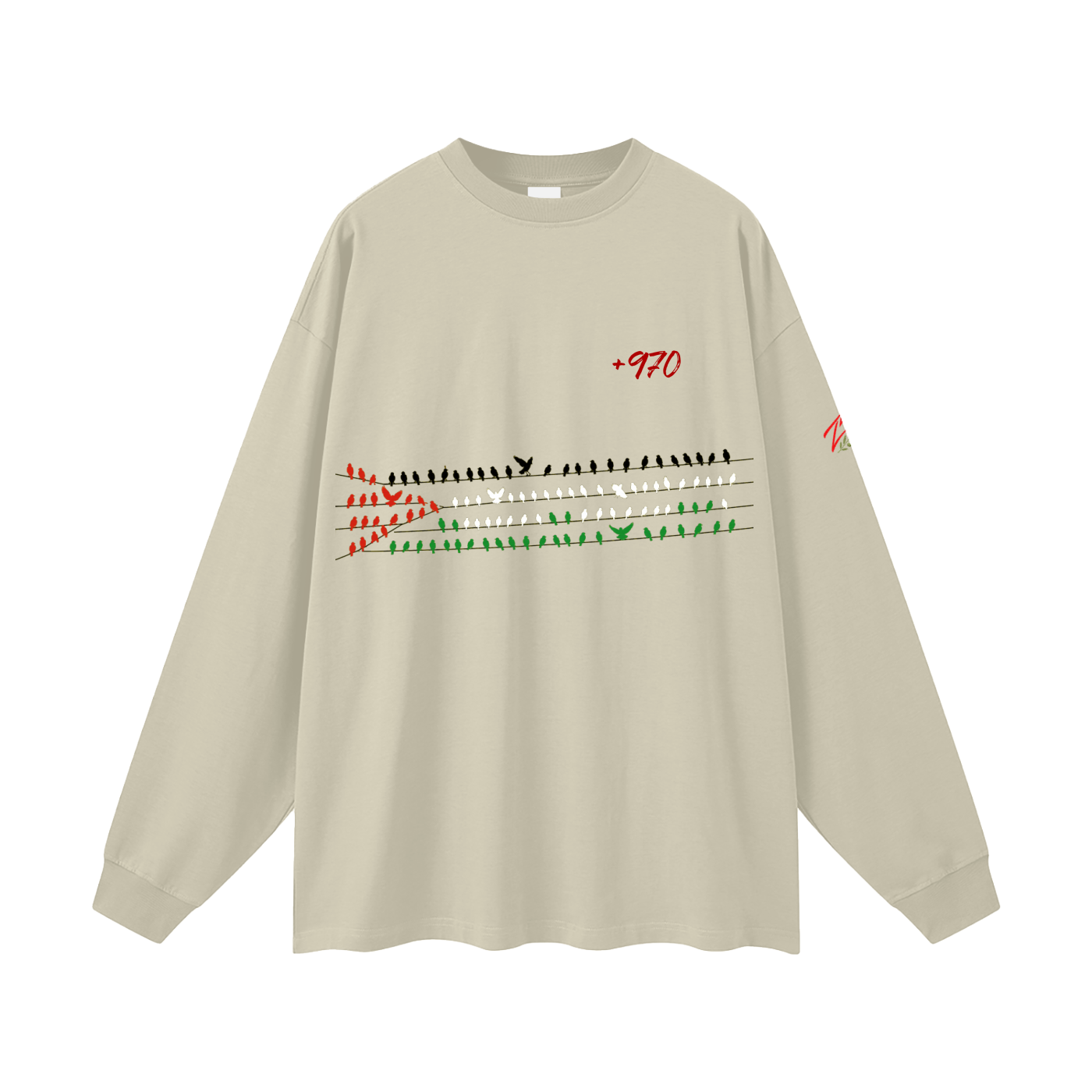 +970 Olive Wire: Gaza Streets Edition Oversized Unisex Long Sleeve T-Shirt — Zeitoun District