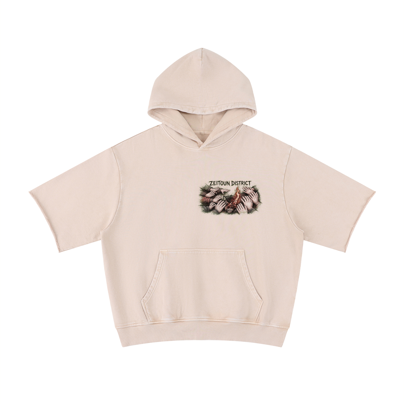 Palestinian Hands Around the Fire Unisex Mineral Wash Short Sleeve Hoodie