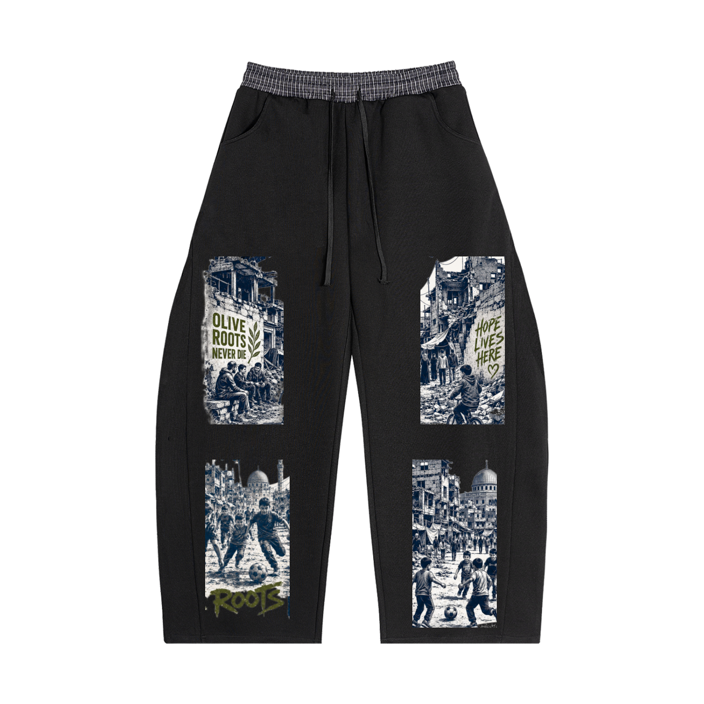Gaza Keyline Plaid Barrel Sweatpants
