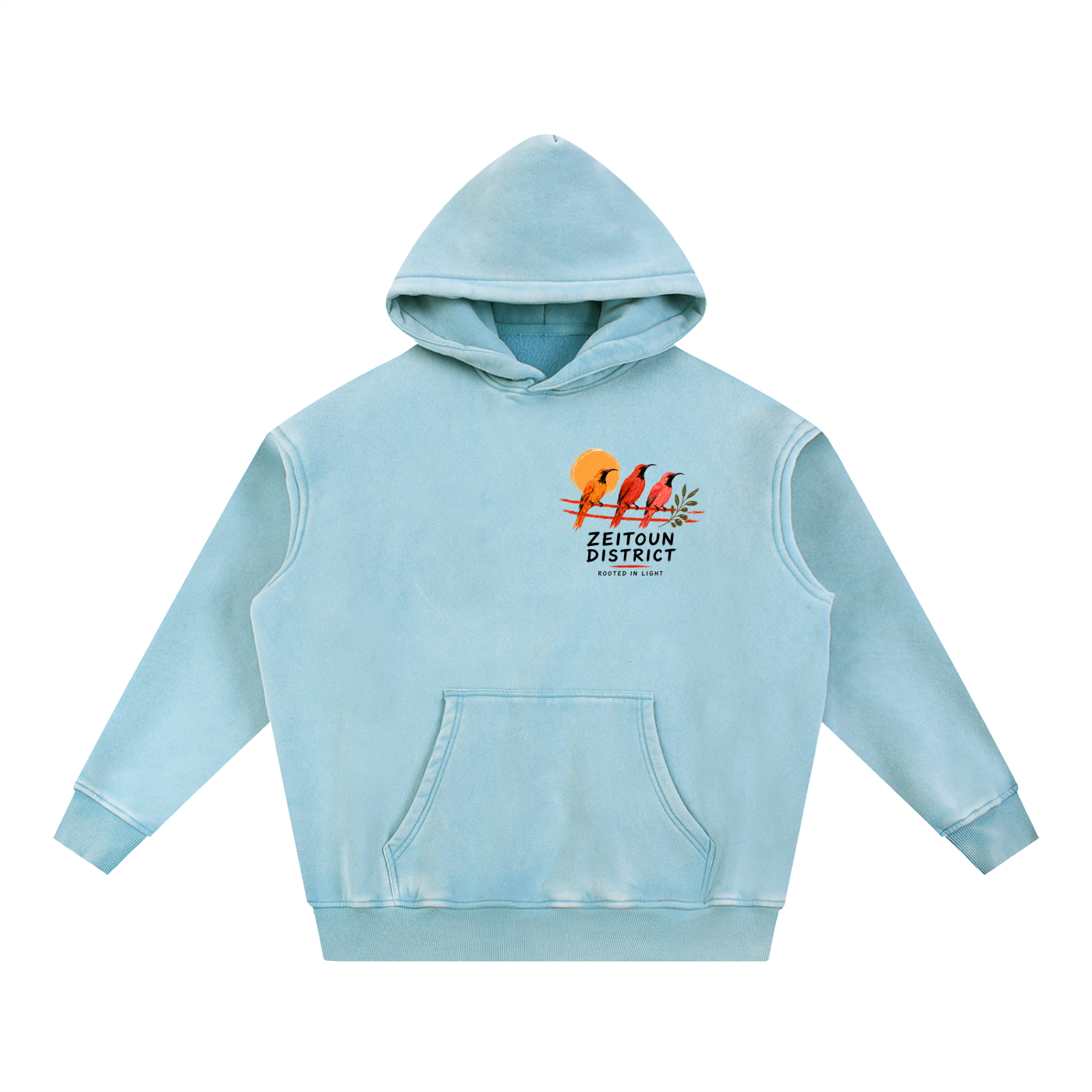 Palestinian Sun Bird Snow Wash Fleece Oversize Hoodie