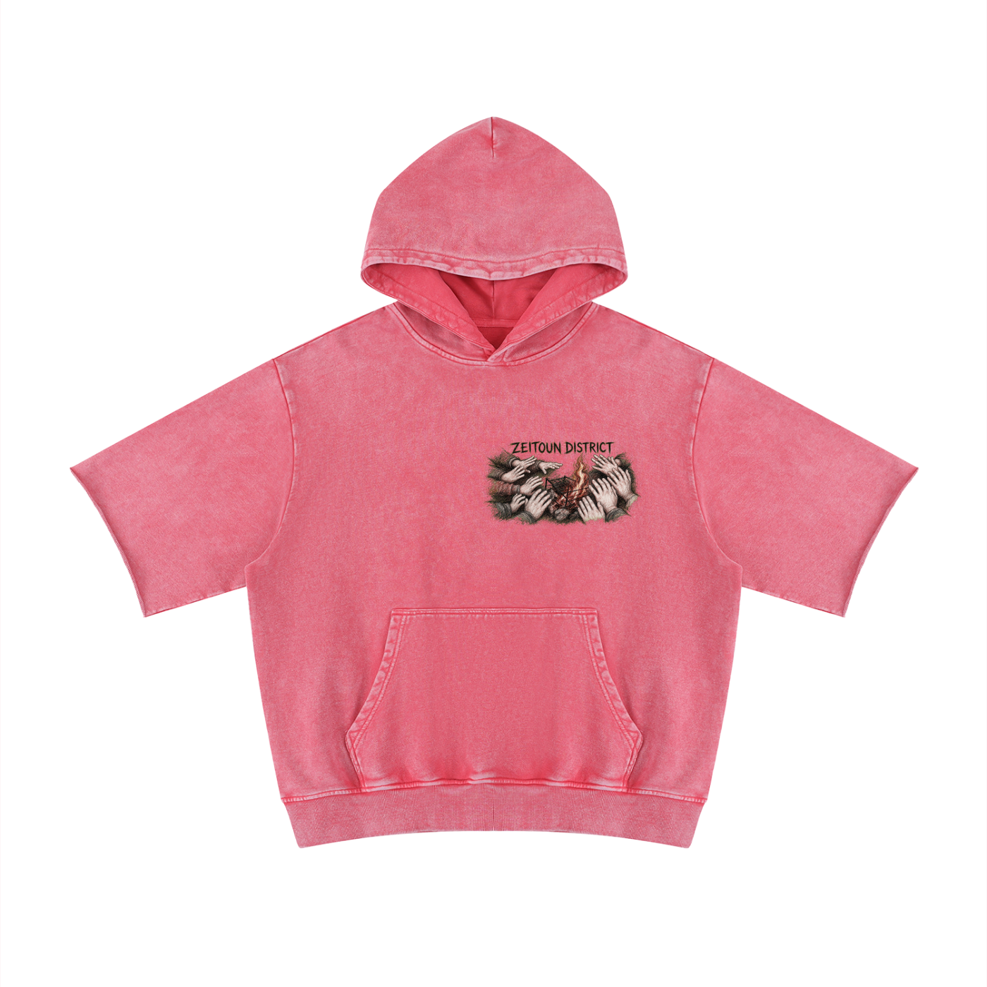 Palestinian Hands Around the Fire Unisex Mineral Wash Short Sleeve Hoodie