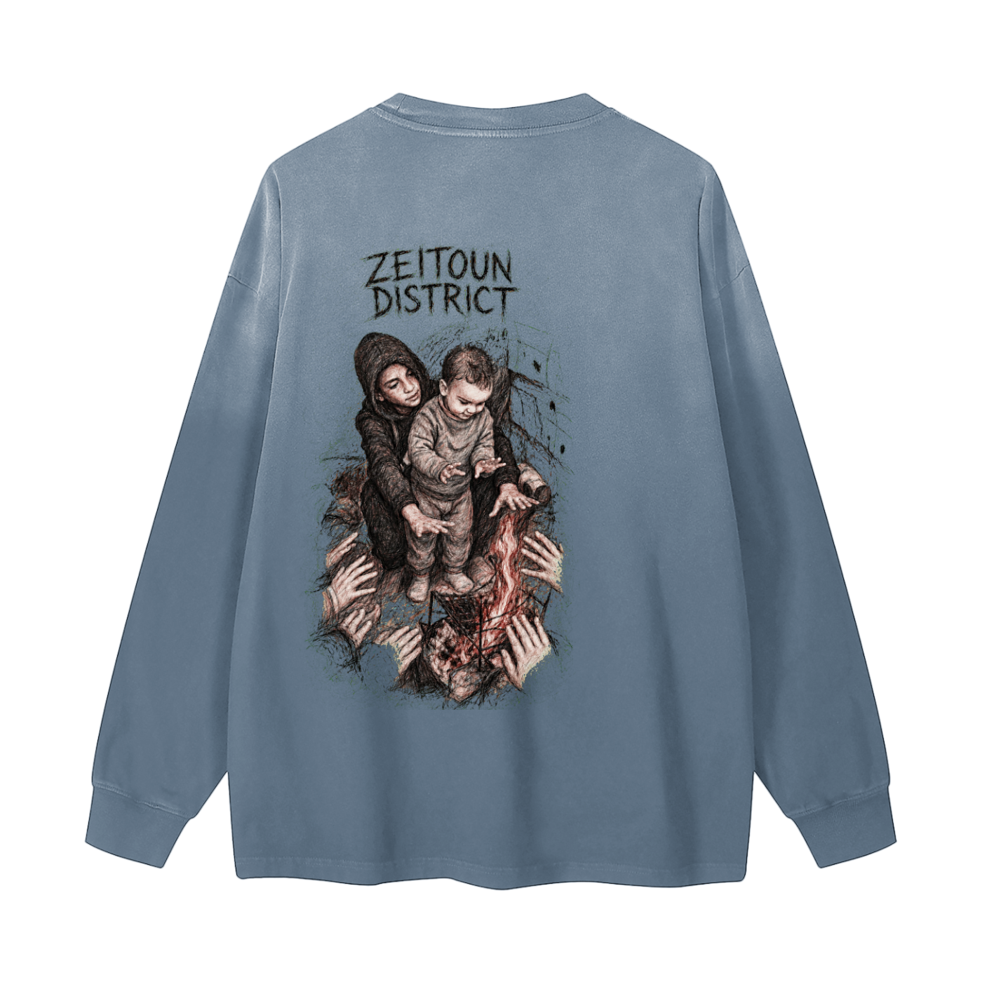 Hands Around the Fire Gradient Washed Long Sleeve T-Shirt
