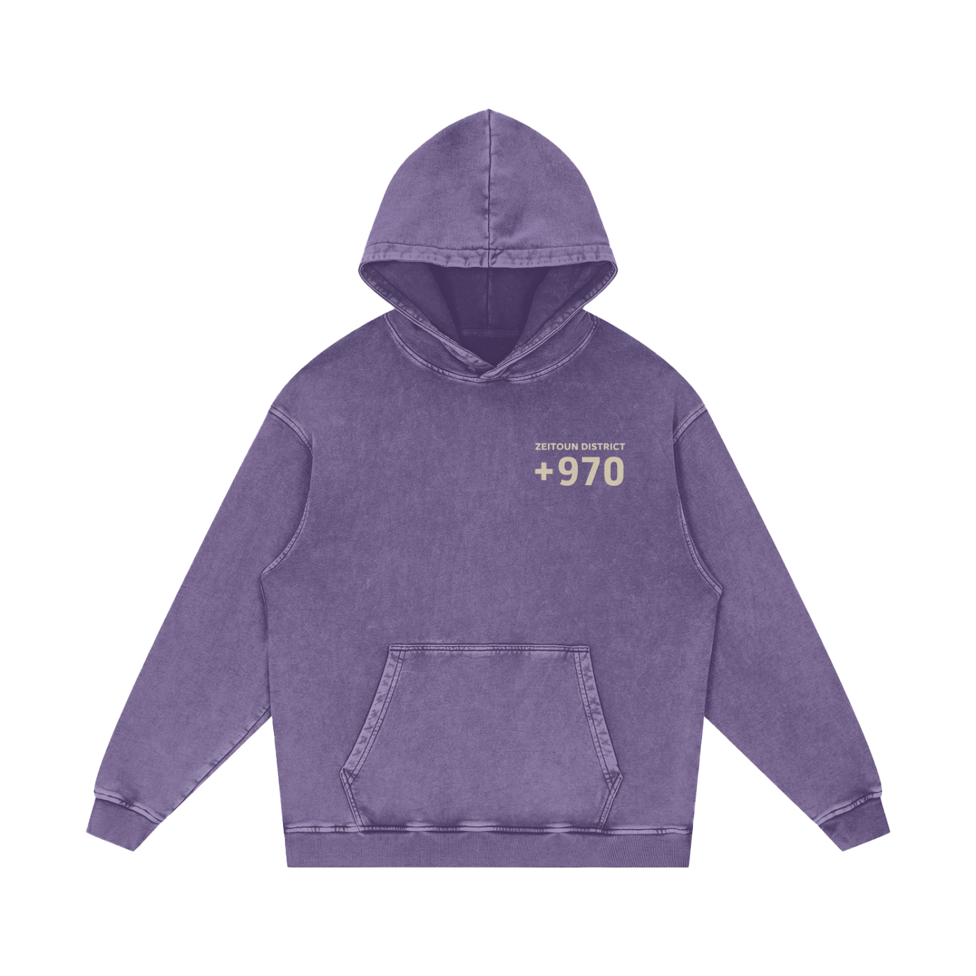 +970 Area Code Snow Washed Hoodie — Zeitoun District