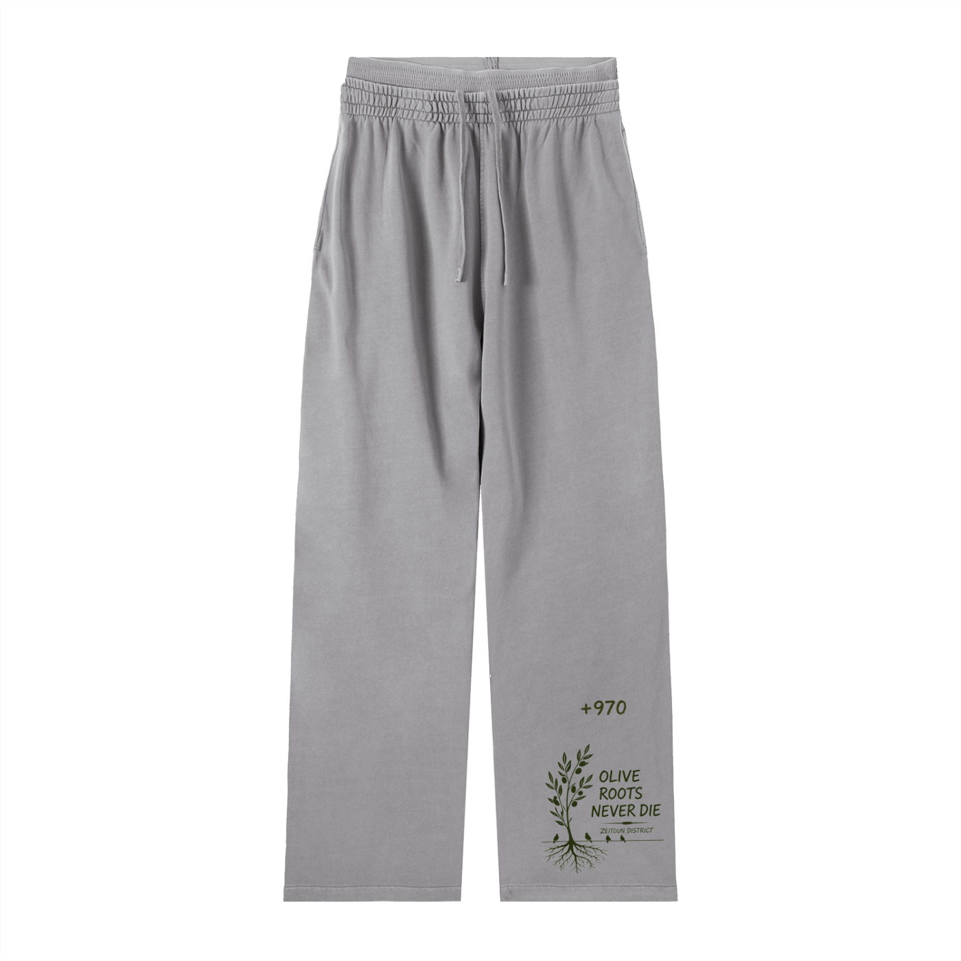 +970 Olive Pulse Birds Vintage Washed Waist Pants