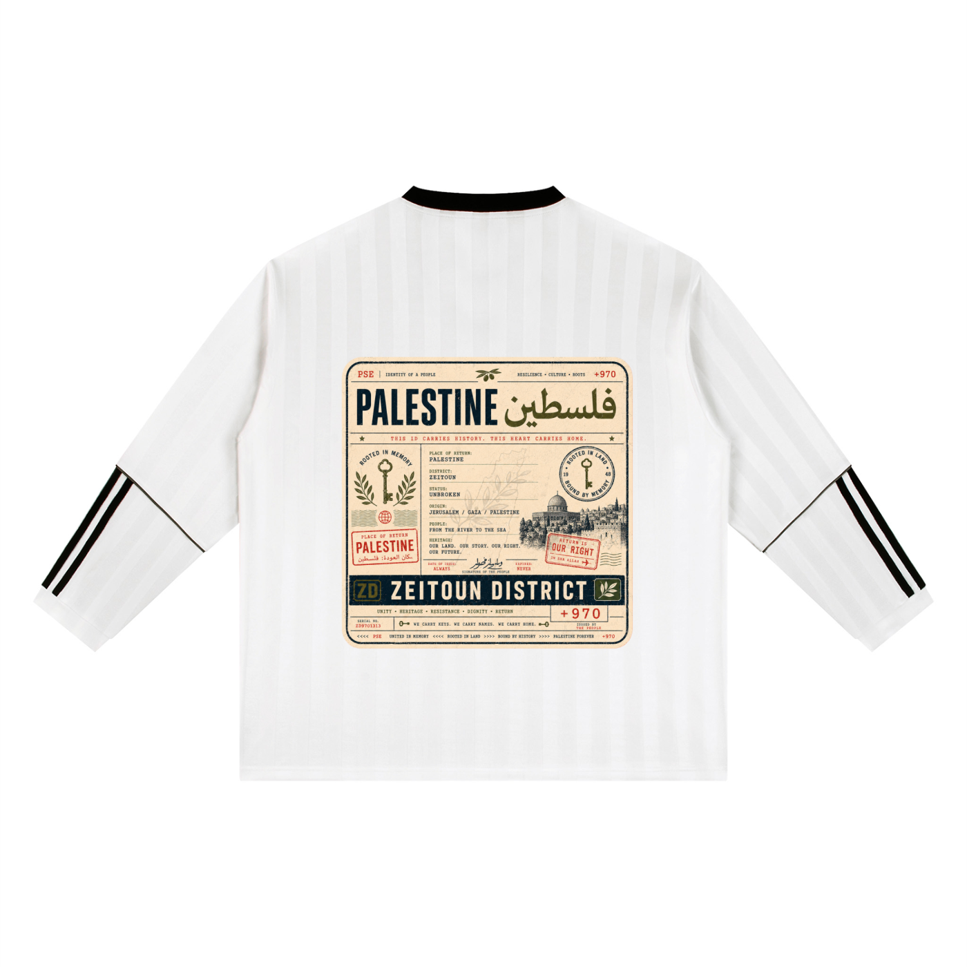 '+970 Palestine Passport Card Graphic Unisex Striped Soccer Jersey