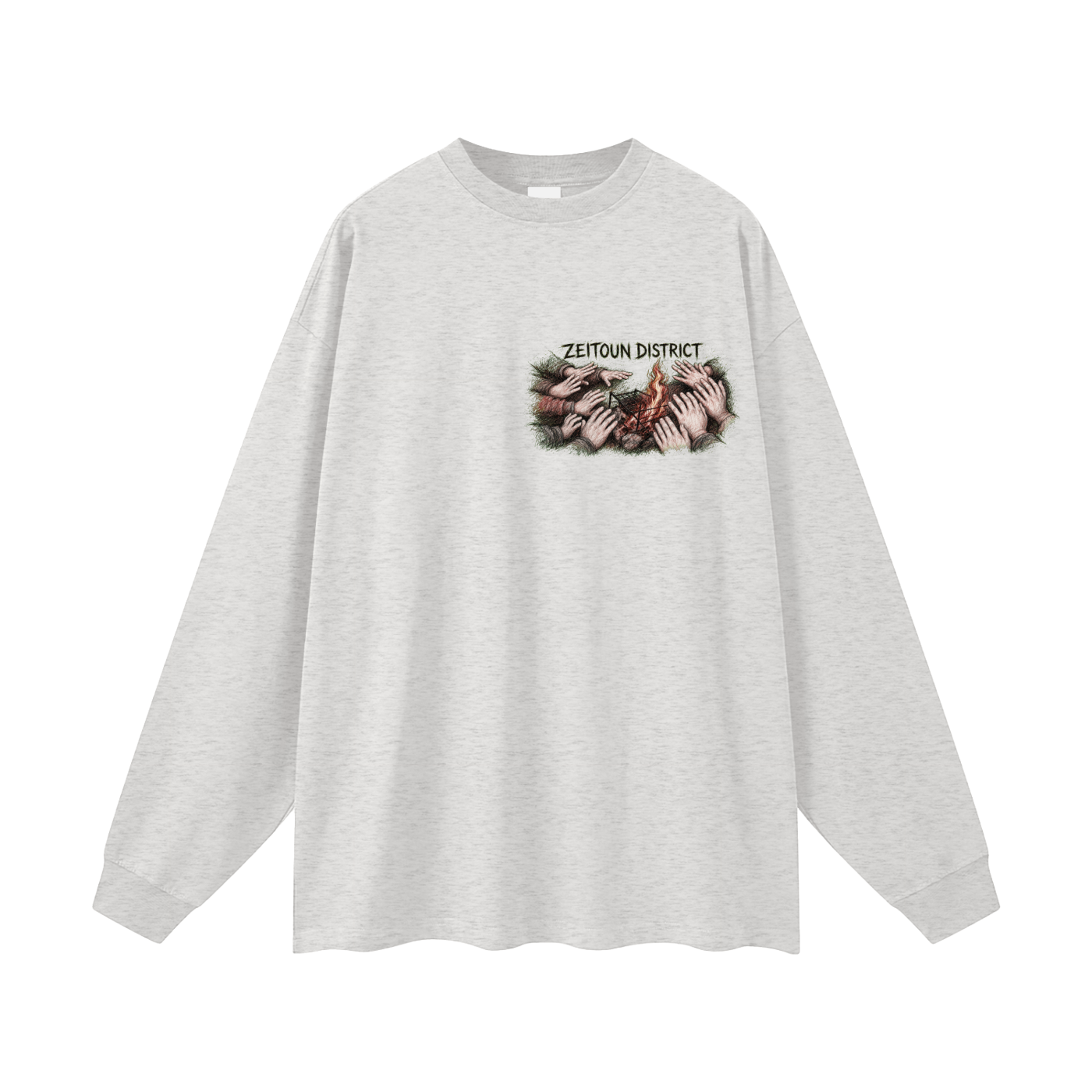 Palestinian Hands Around the Fire Oversized Unisex Long Sleeve T-Shirt