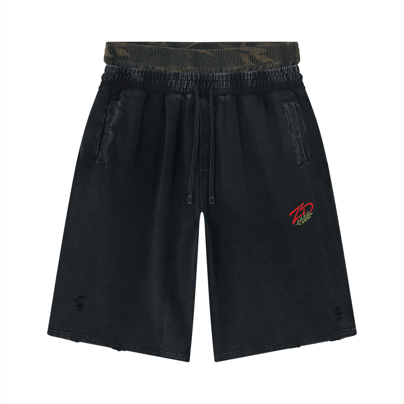 Hayy Al-Zeitoun Vintage Wash Distressed Wide Leg Shorts — Zeitoun District
