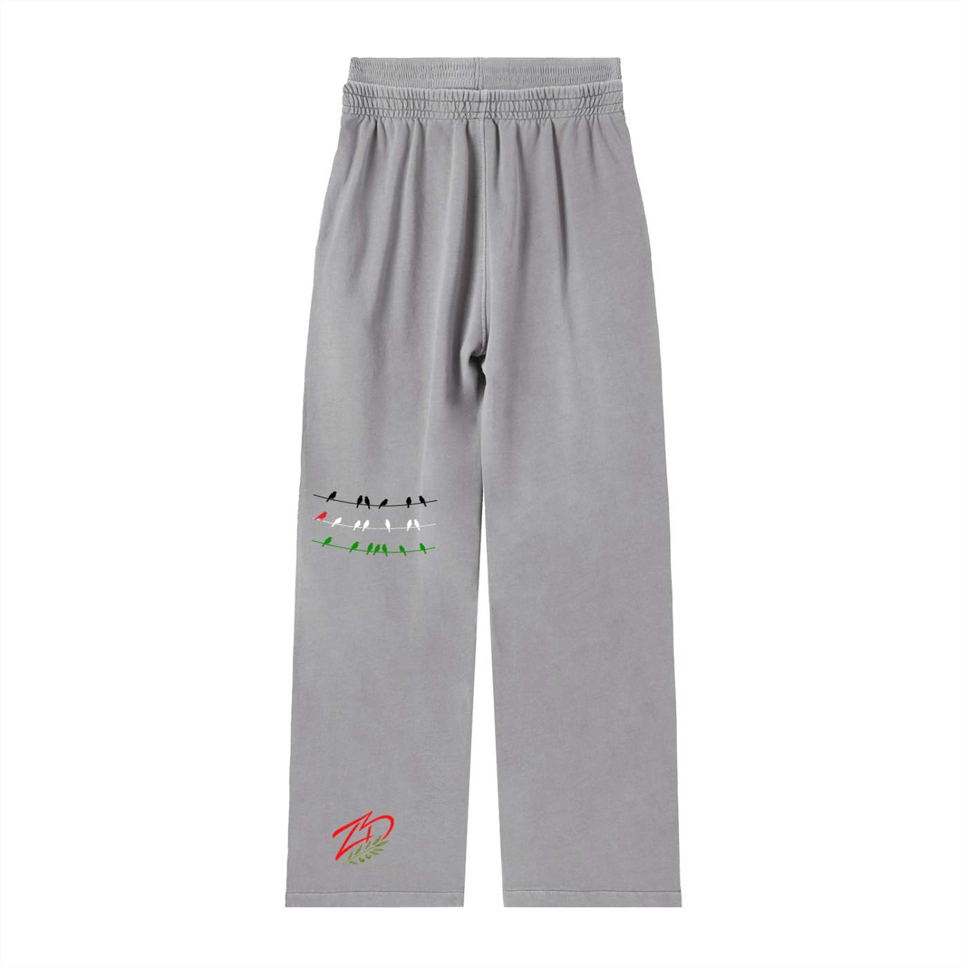 +970 Olive Pulse Birds Vintage Washed Waist Pants