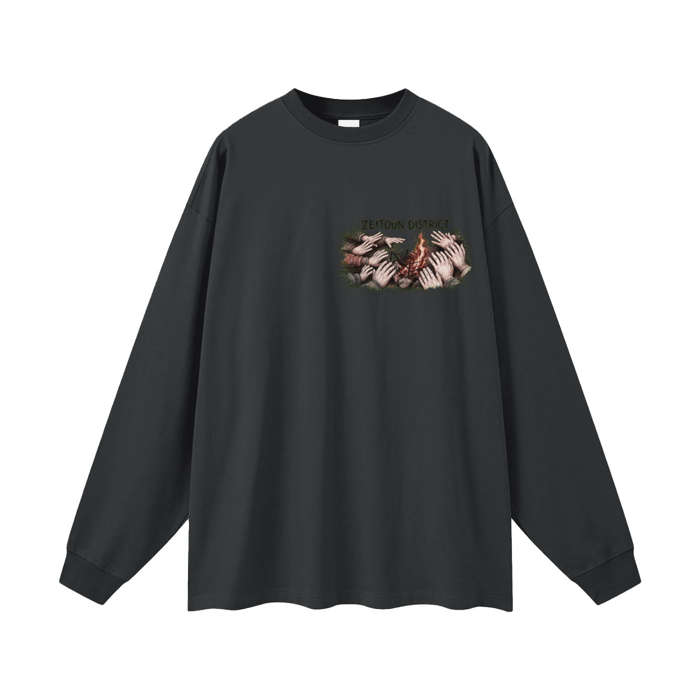 Palestinian Hands Around the Fire Oversized Unisex Long Sleeve T-Shirt