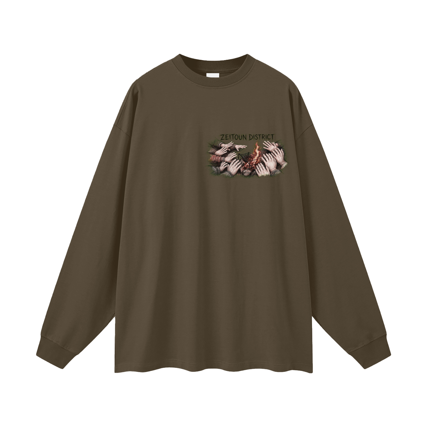 Palestinian Hands Around the Fire Oversized Unisex Long Sleeve T-Shirt