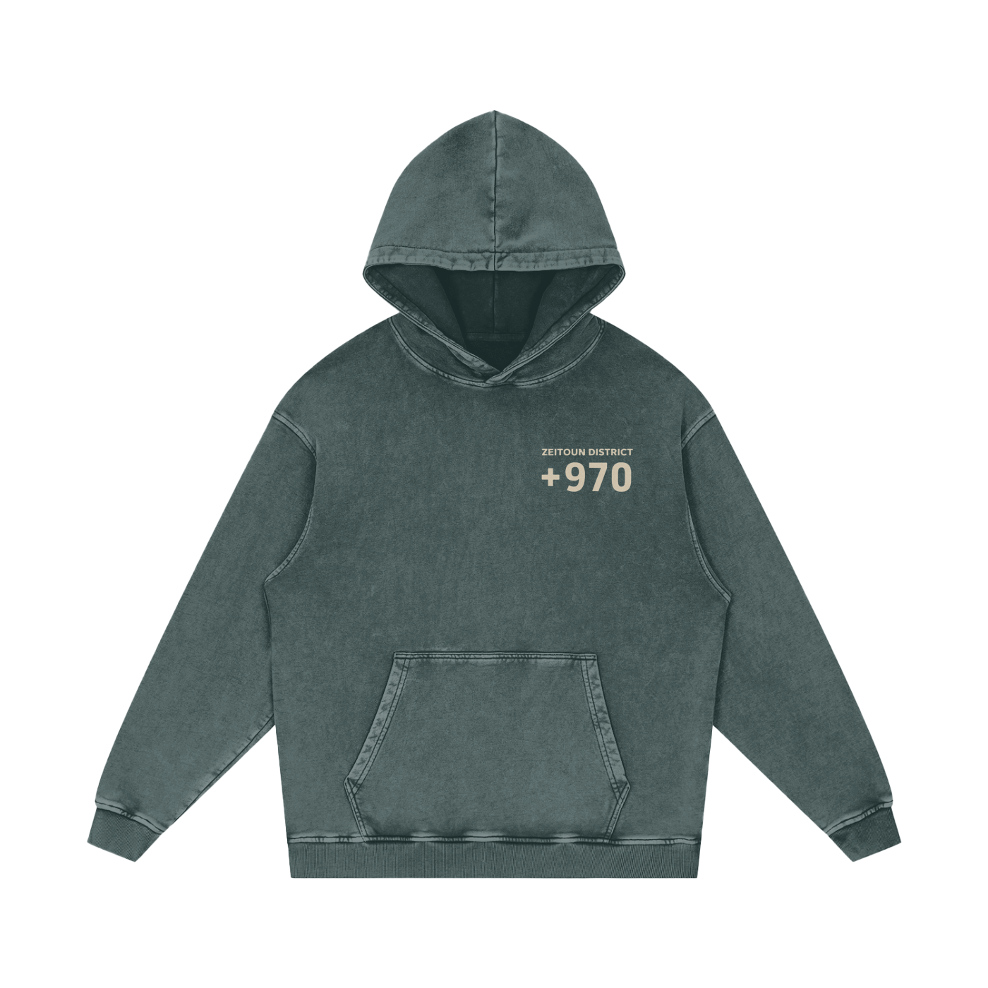 +970 Area Code Snow Washed Hoodie — Zeitoun District