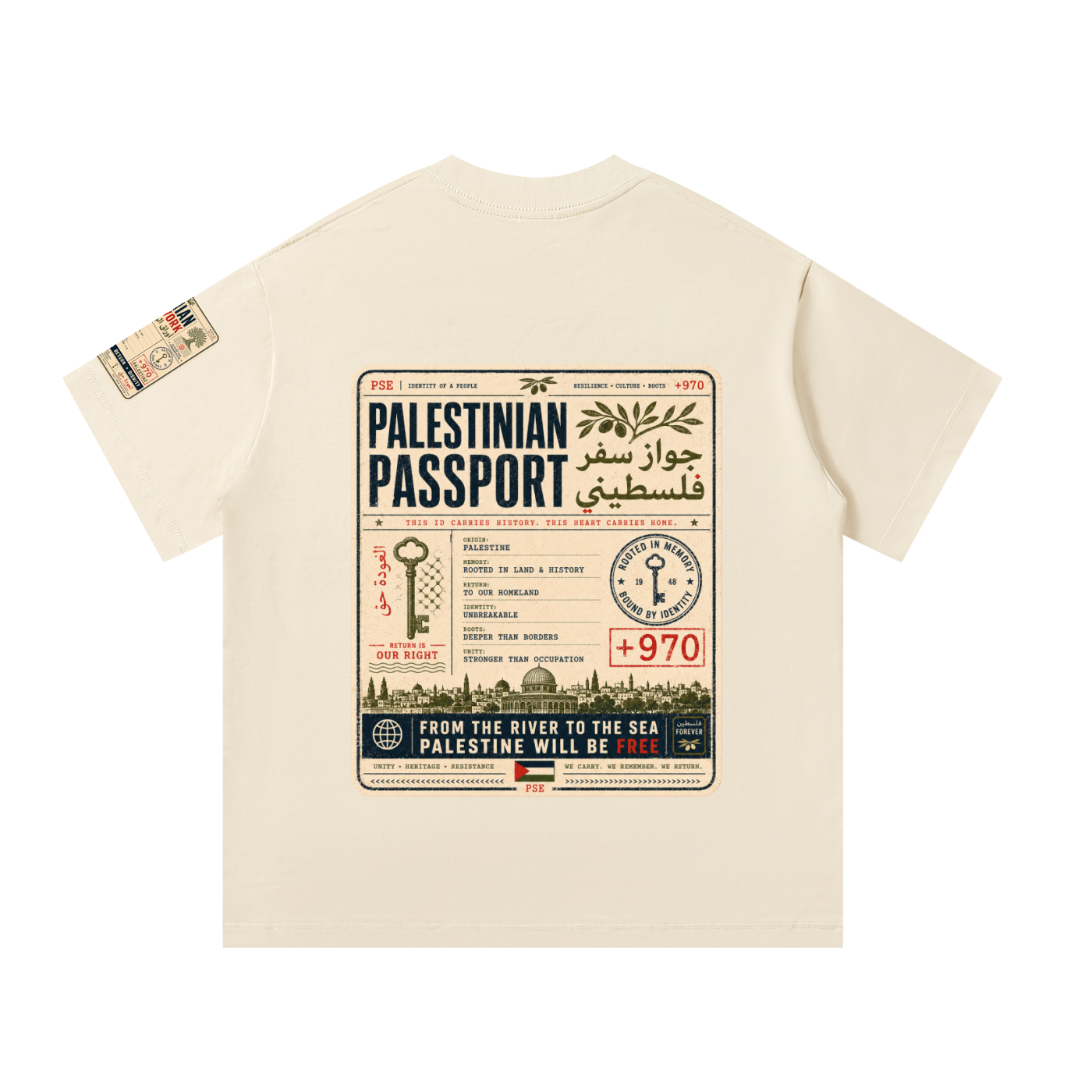 '+970 Palestinian Paperwork Graphic Oversized T-Shirt