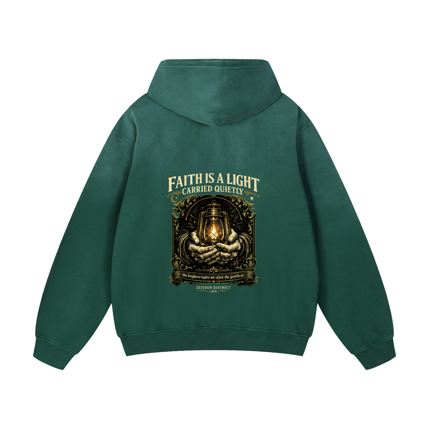 Faith is a Light Carried Quietly Heavyweight Sunfade Hoodie