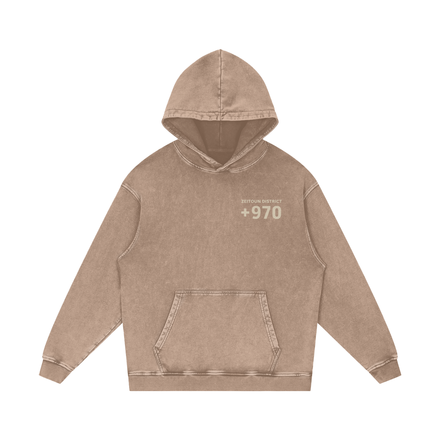 +970 Area Code Snow Washed Hoodie — Zeitoun District
