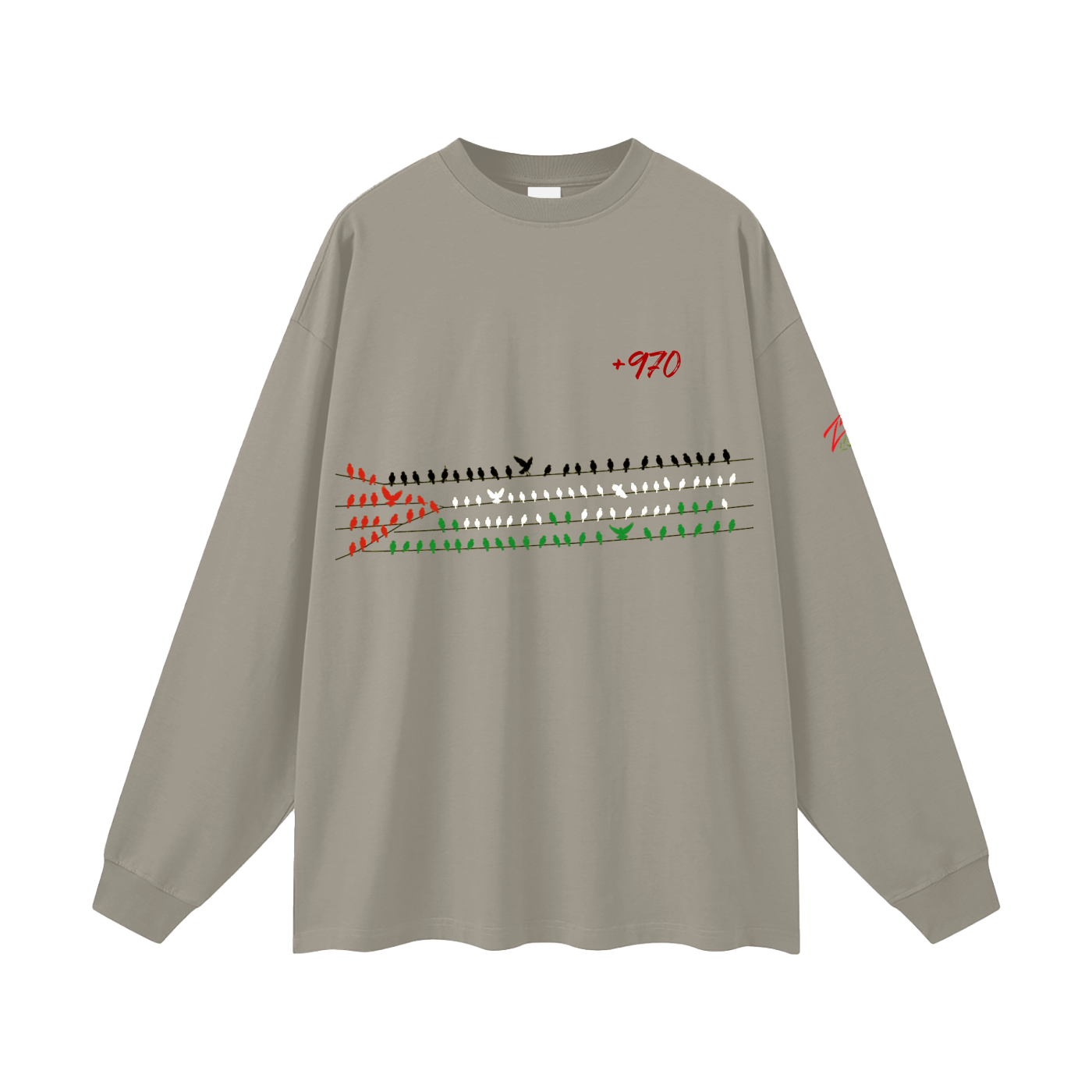 +970 Olive Wire: Gaza Streets Edition Oversized Unisex Long Sleeve T-Shirt — Zeitoun District