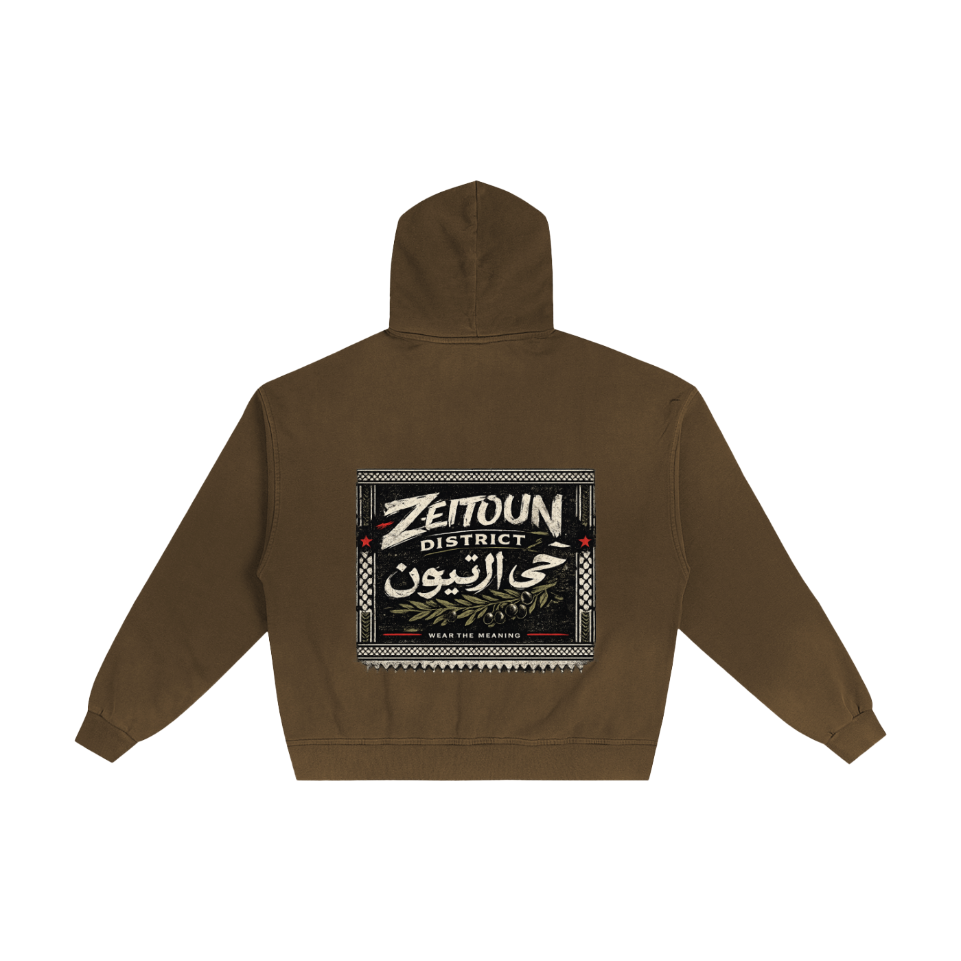 Zeitoun Olive Stamp Hand-Frayed Sunfade Zip Hoodie